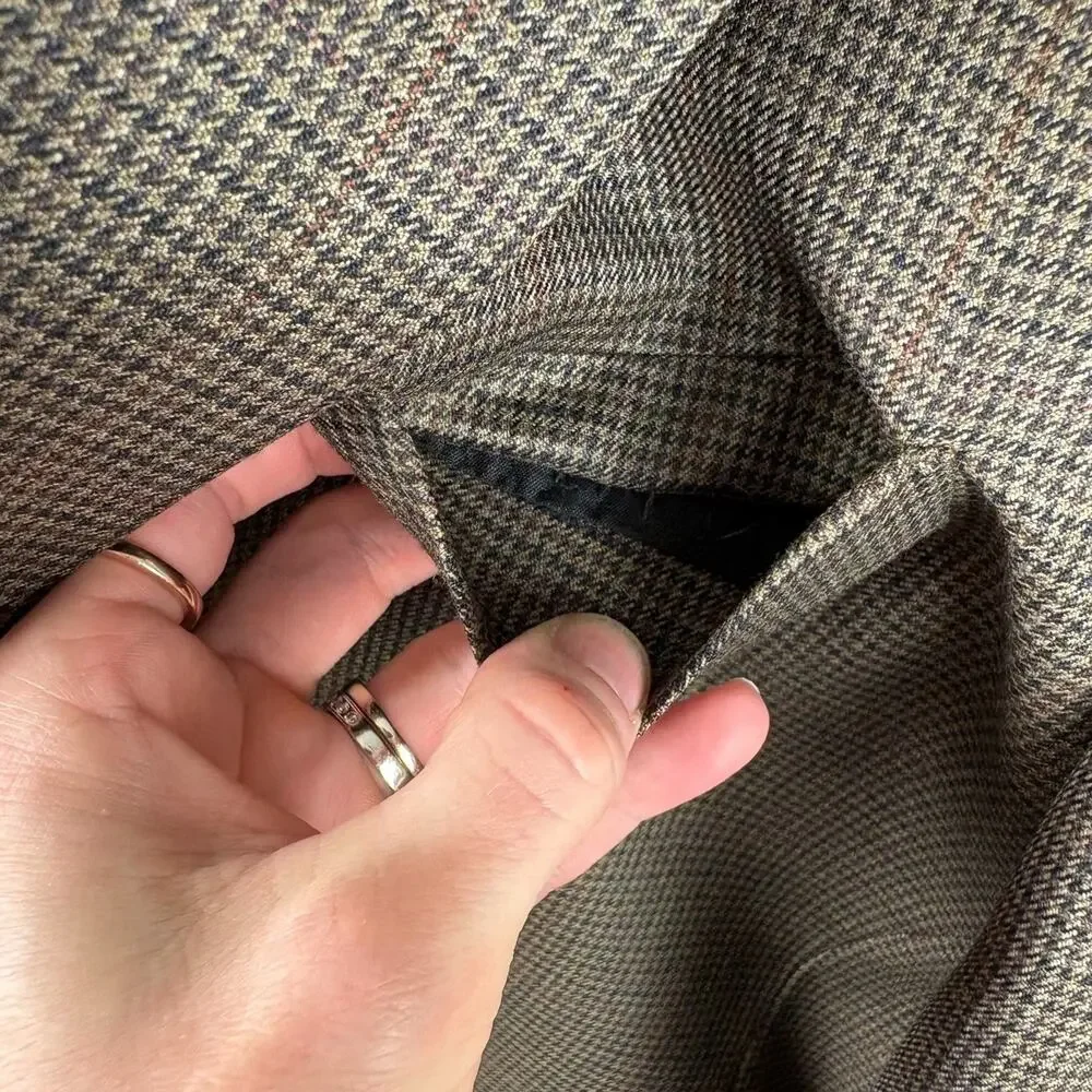 LAUREN Ralph Lauren Houndstooth Wool Sport Coat Blazer Mens Size 42L Business